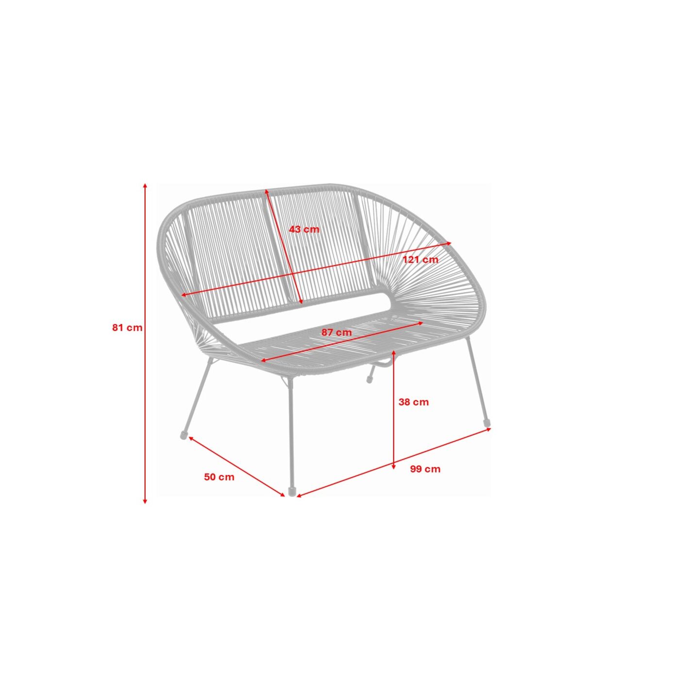 Скамья Acapulco Mono Pink KARE 87965
