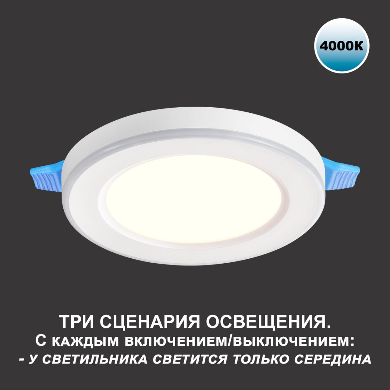 Светильник встраиваемый светодиодный (три сценария работы) Novotech 359012