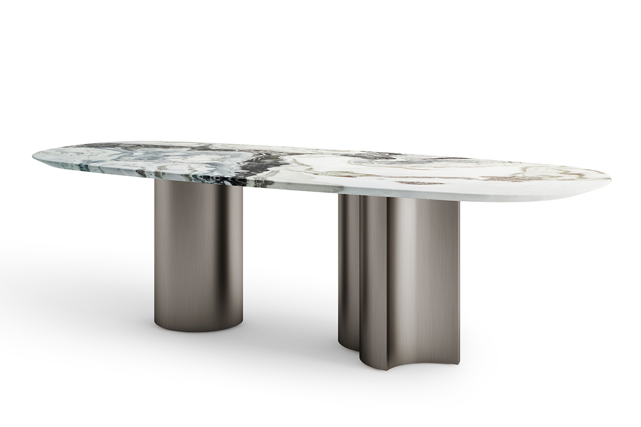 Стол обеденный мраморный с колоннами Garda Decor 160KD-60081