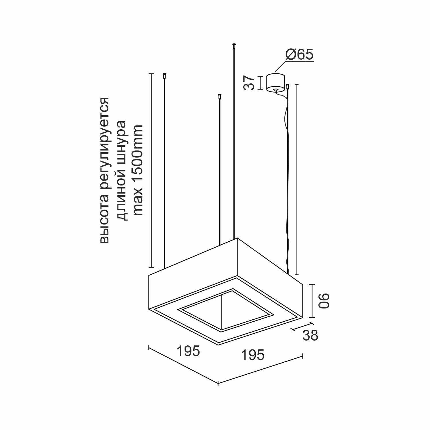 Подвесной светодиодный светильник Ledron KVADRO HL 195 White 3000K