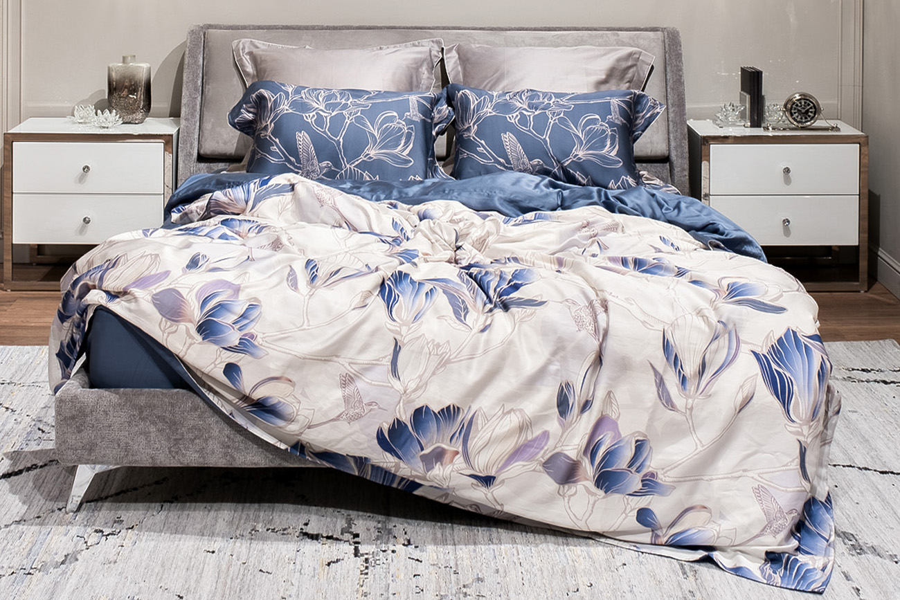 Комплект из 2х наволочек 50х70см синий с принтом Garda Decor 144HF-10410