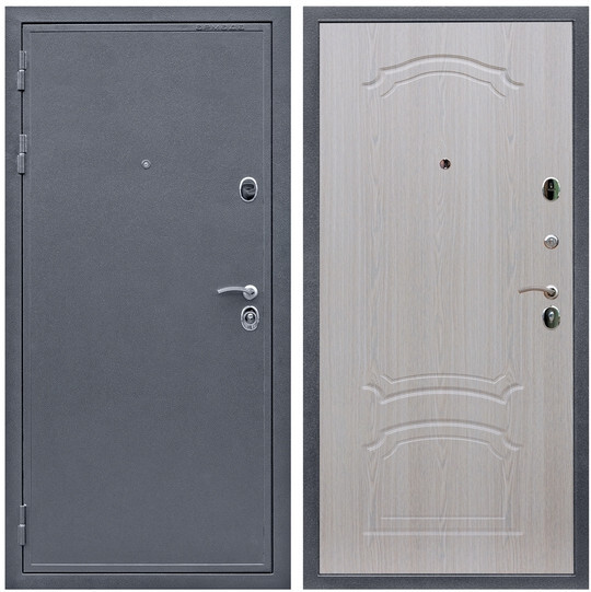 Дверь входная Graf Лондон 2 Антик серебро / МДФ 6 мм ФЛ-140 Дуб беленый