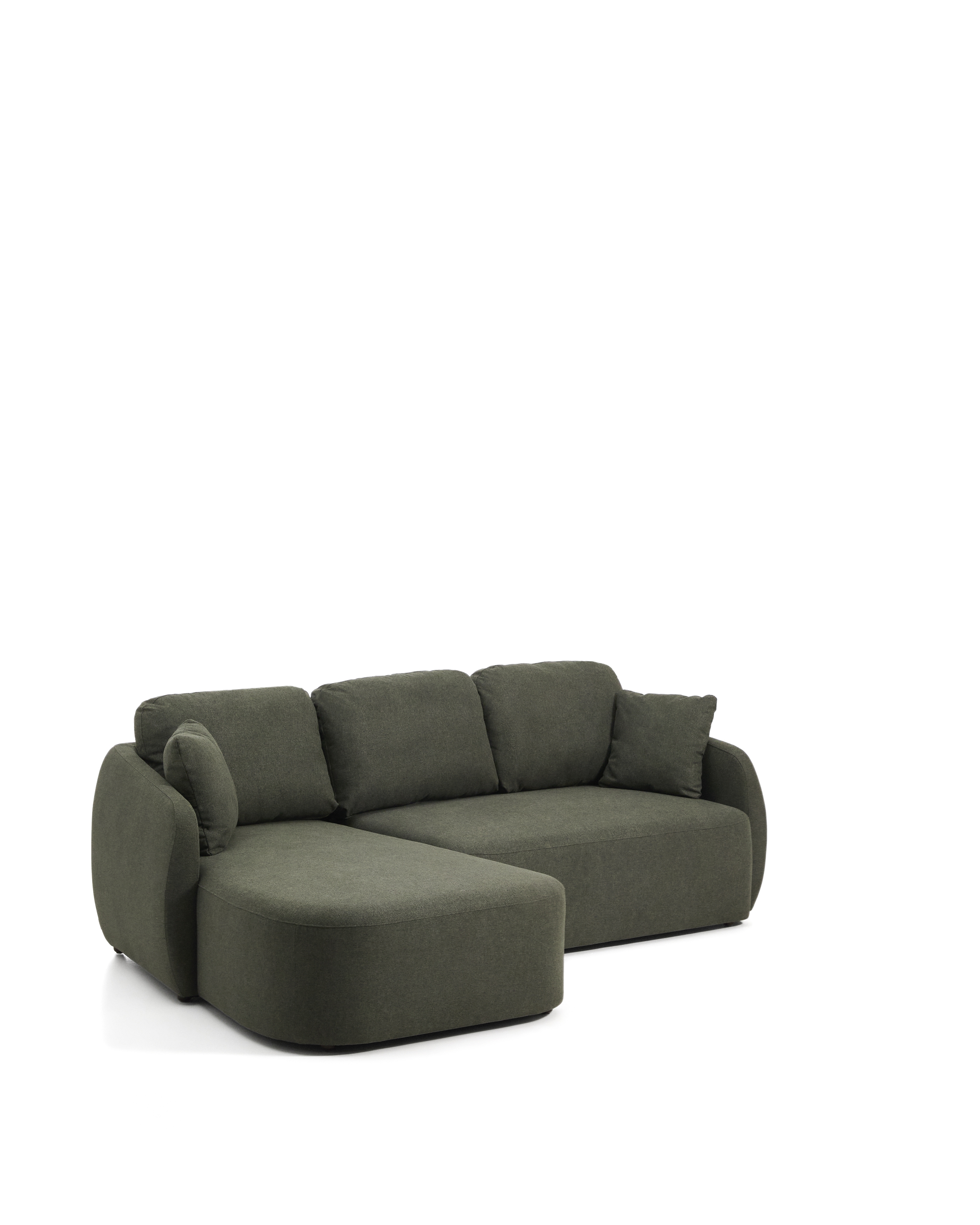 Трехместный диван-кровать Laira с левым шезлонгом из темно-зеленого шенилла 246  см La Forma 481941