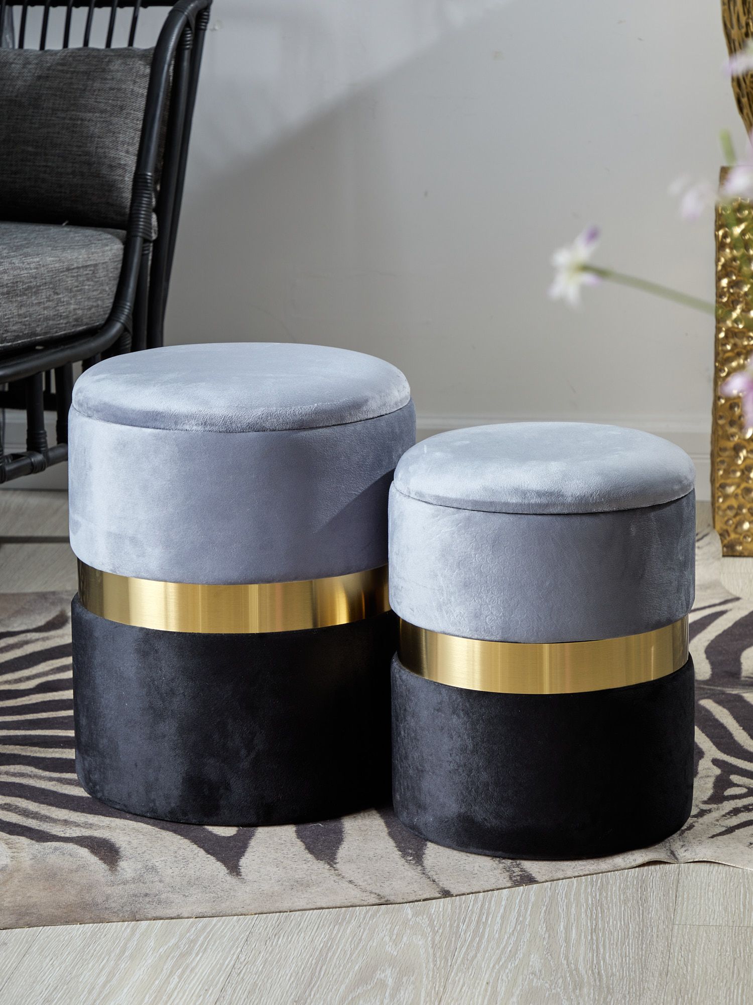 Пуфы с крышкой, набор Glasar 49-337/BM