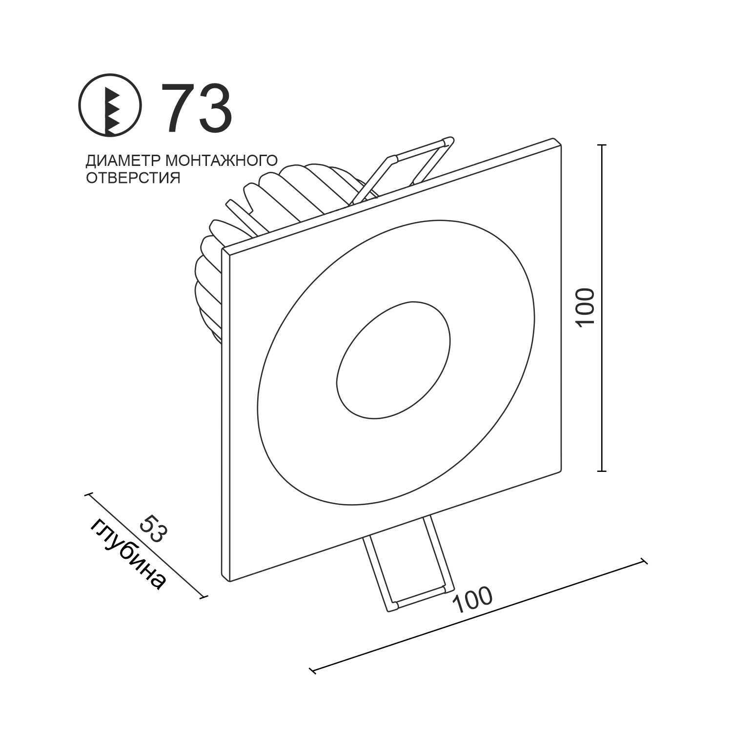Встраиваемый светодиодный светильник Ledron LH07S-R SQ Black-White