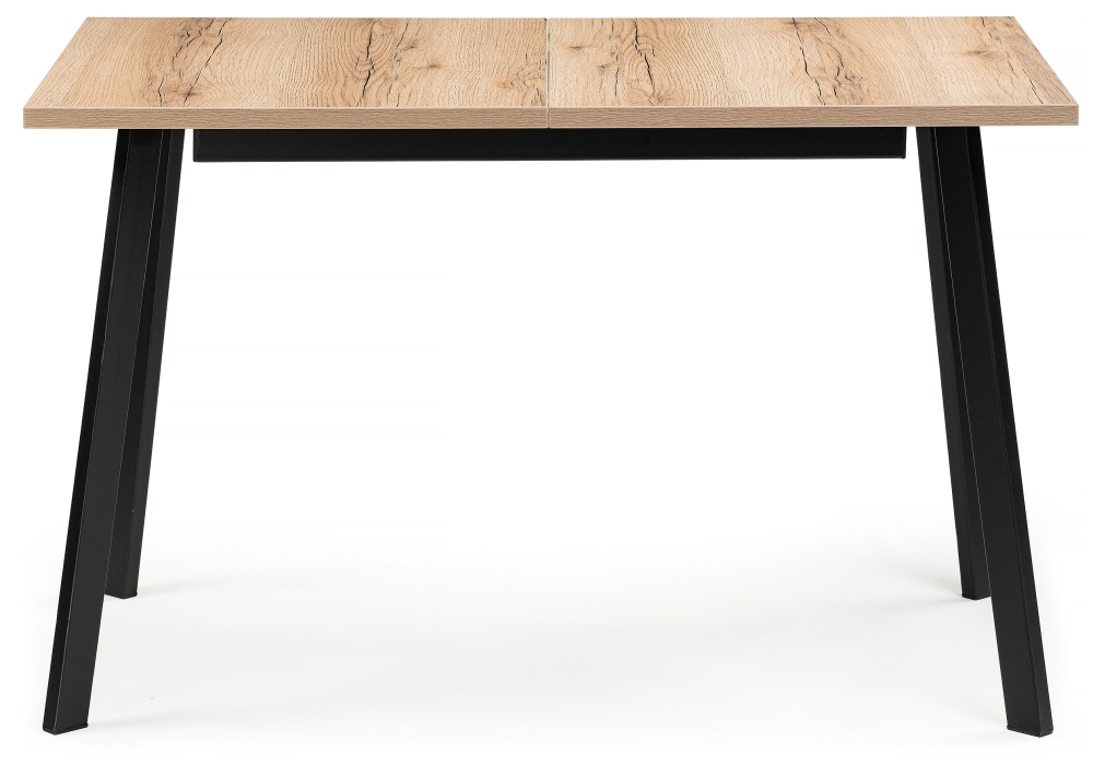 Стол деревянный Woodville Колон Лофт 120(160)х75х75 25 мм дуб делано светлый / матовый черный 489607