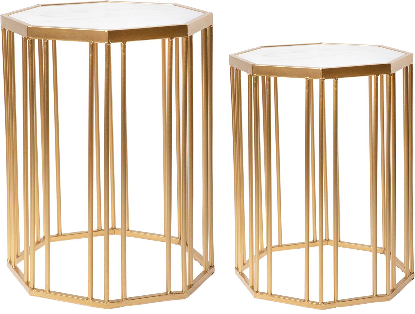 Столики интерьерные с белым мрамором, набор Glasar 54-100/099