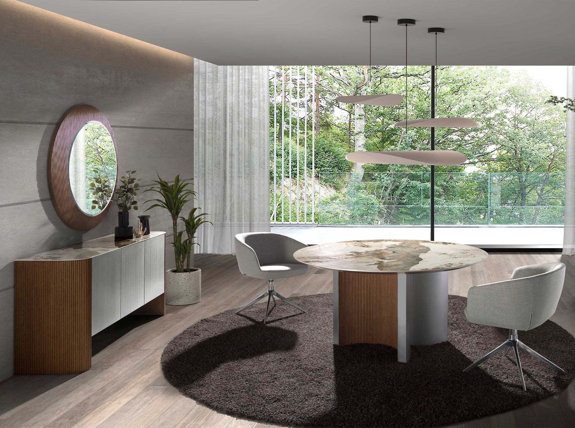 Круглое настенное зеркало 3262/MIR23067 в раме из орехового дерева Angel Cerda