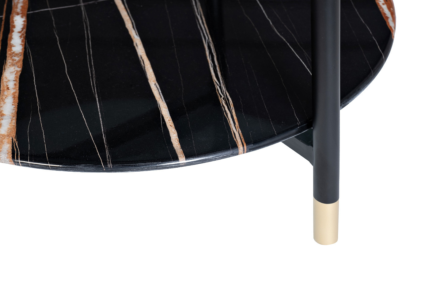 Столик журнальный круглый с полкой черный Garda Decor 30B-871 BL