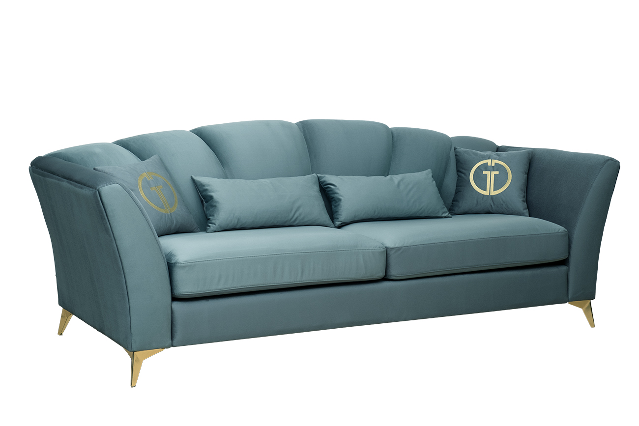 Диван Annette трехместный велюровый бирюзовый Garda Decor ANNETTE-3-2K-Colt1004