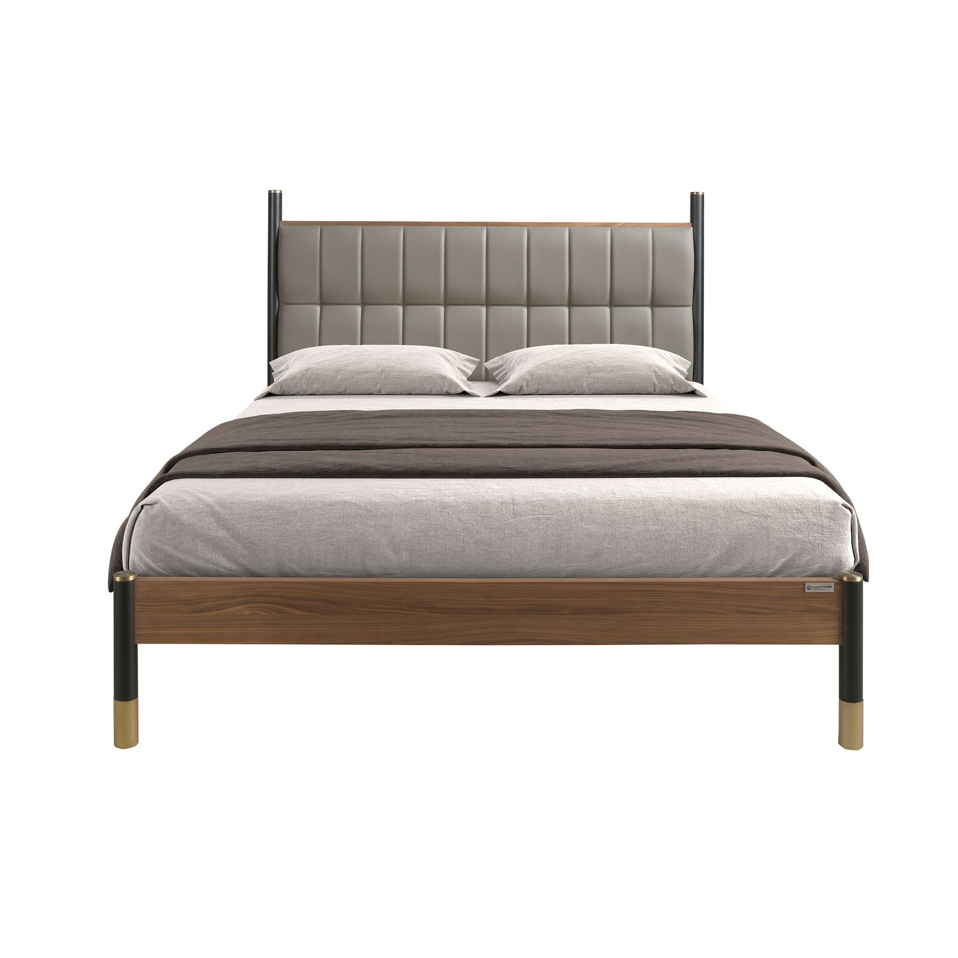 Кровать 7169 из темно-серой экокожи для матраса 150×200 Angel Cerda