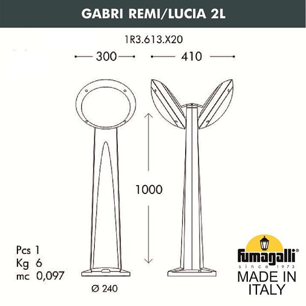 Садово-парковый светильник Fumagalli 1R3.613.X20.WYE27