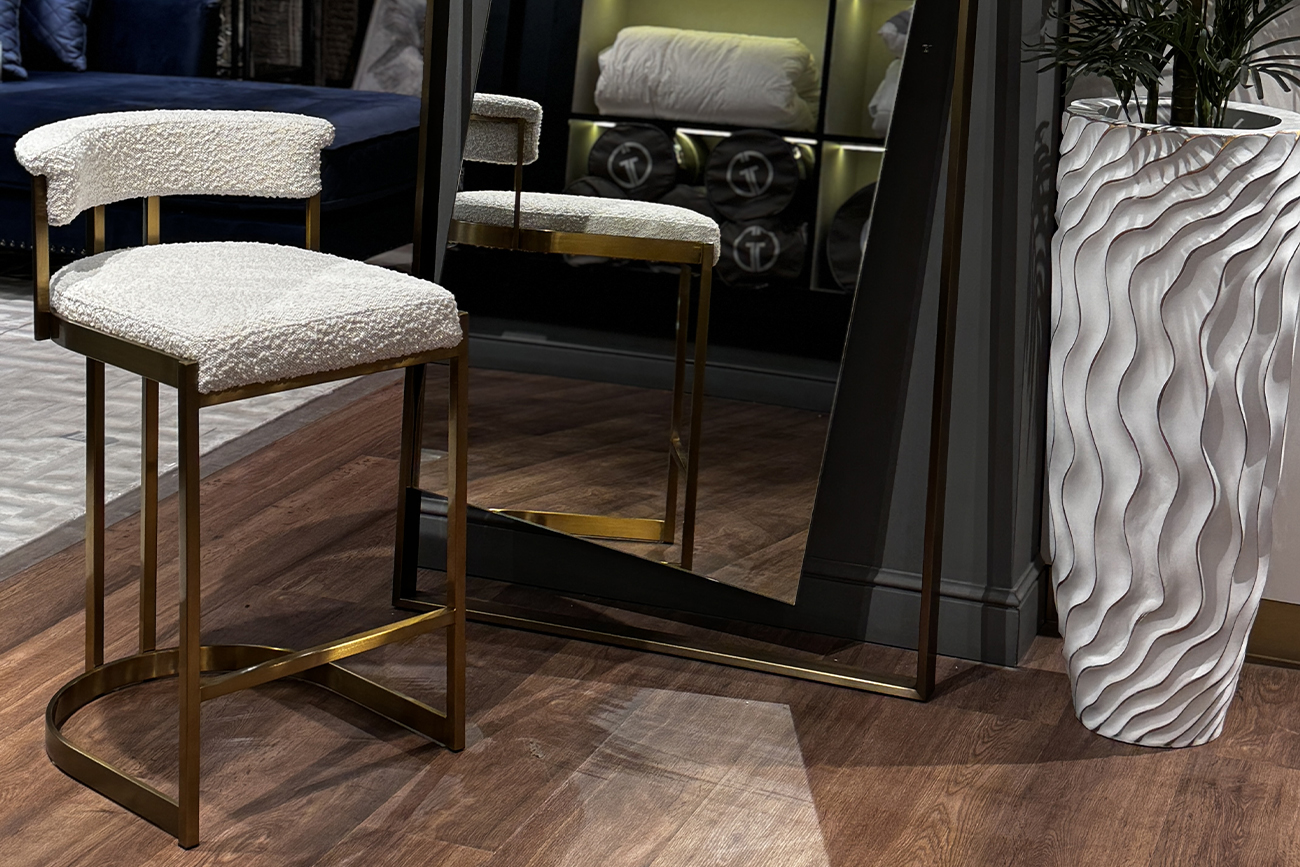 Стул барный букле бежевый/матовое золото Garda Decor GY-08216