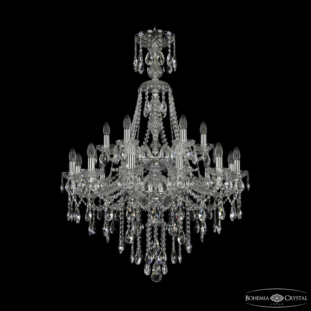 Люстра хрустальная 1415/12+6/300/XL-114/2d Ni