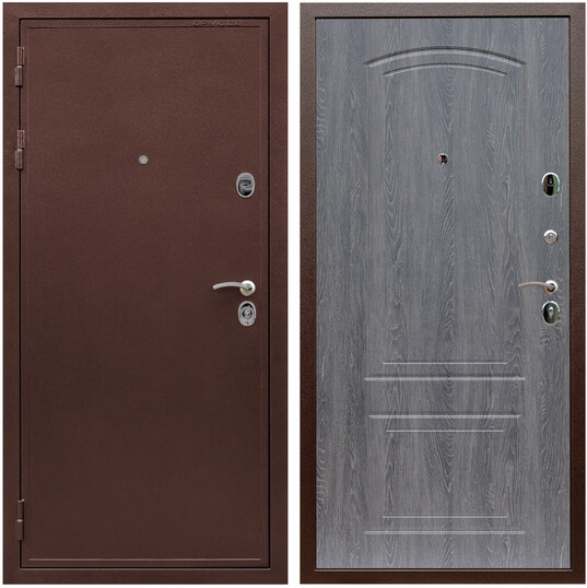 Дверь входная Graf Престиж Антик медь / МДФ 6 мм ФЛ-138 Дуб Филадельфия графит