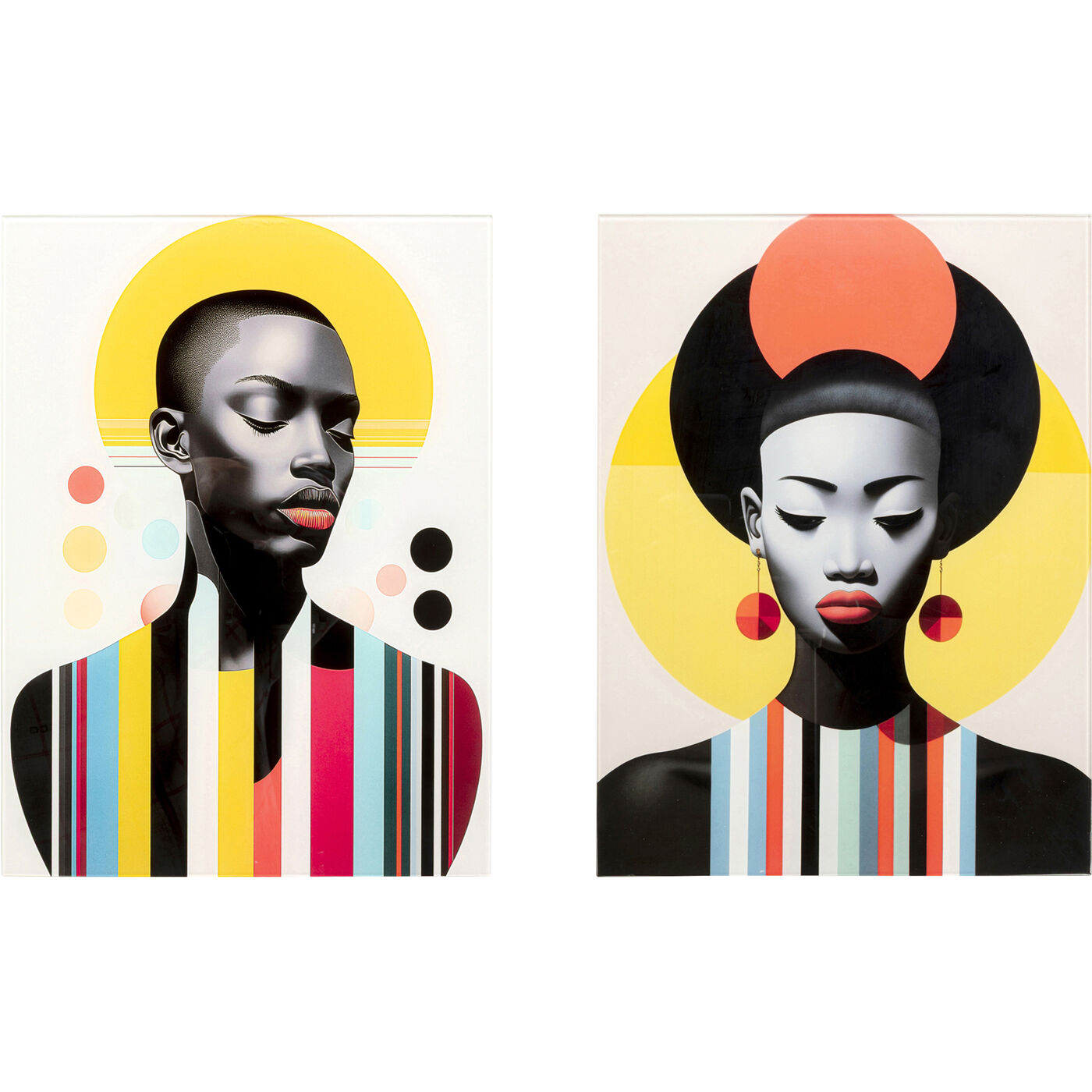 Картина стеклянная Muse Retro Lady 30x40cm (2/Set) KARE 57837