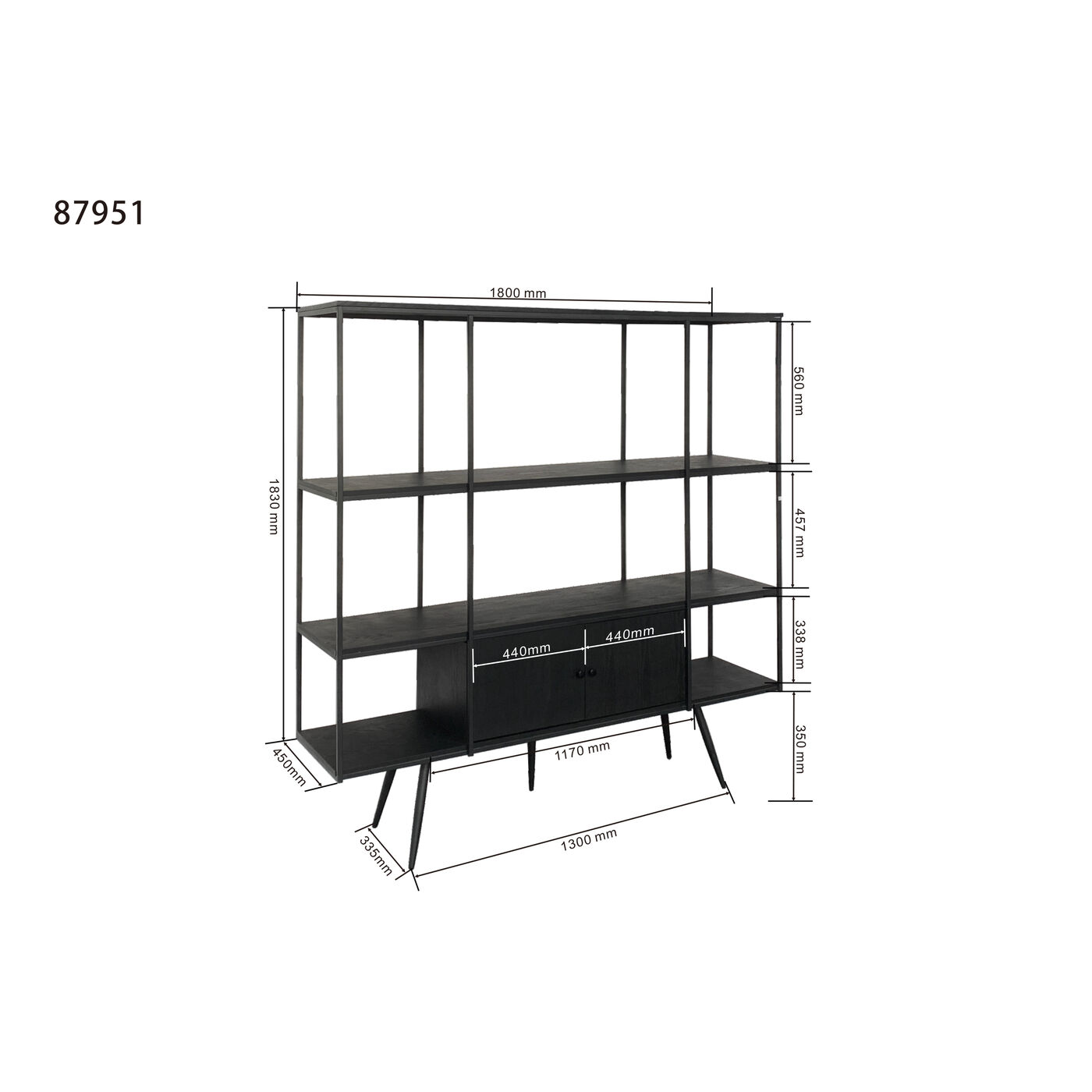 Стеллаж Cosy Sixties Black 180x183 см KARE 87951