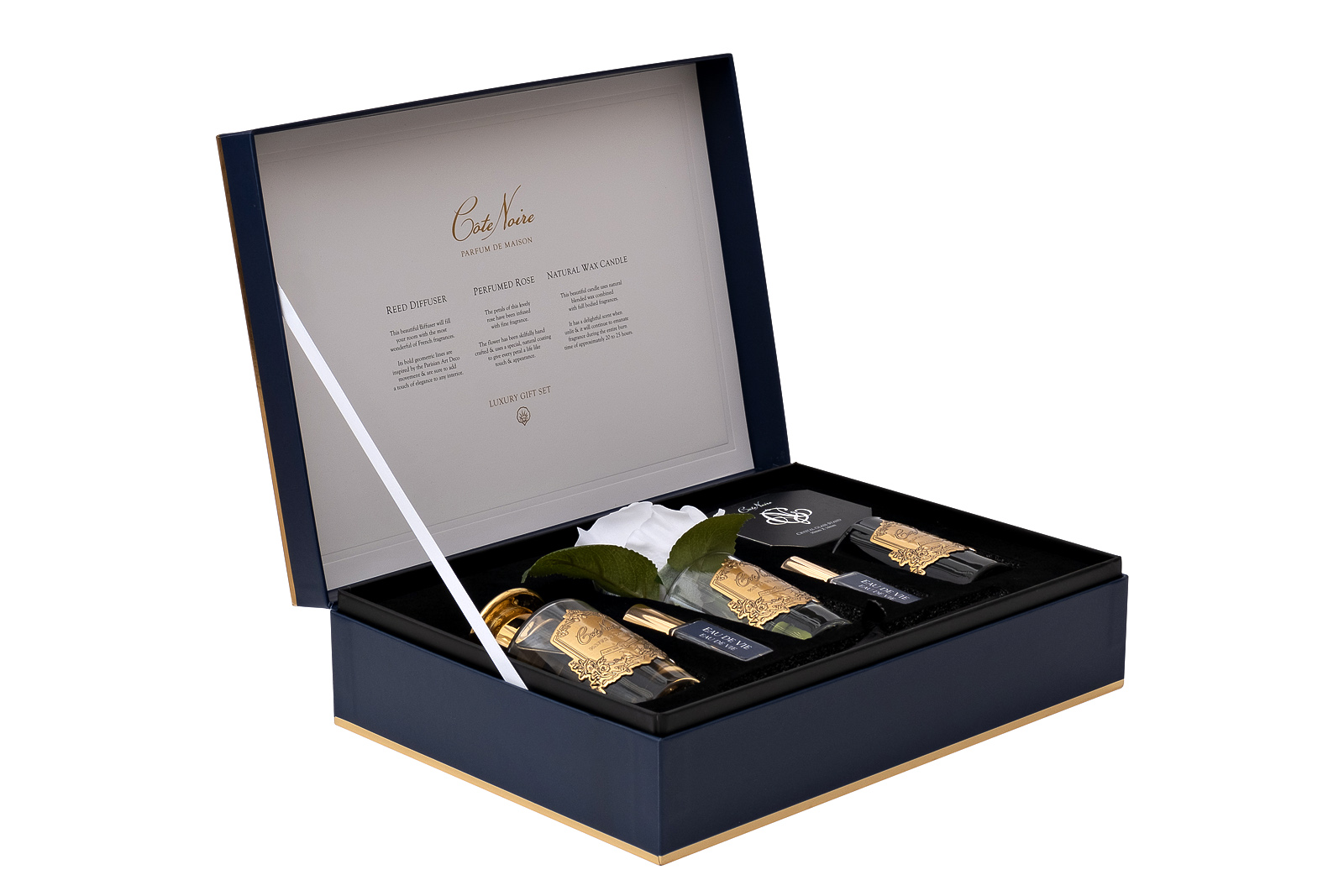 Набор подарочный Eau de vie - диффузор 90мл, роза искусств., спрей 2*5мл, свеча75гр Garda Decor 96CN-GP004