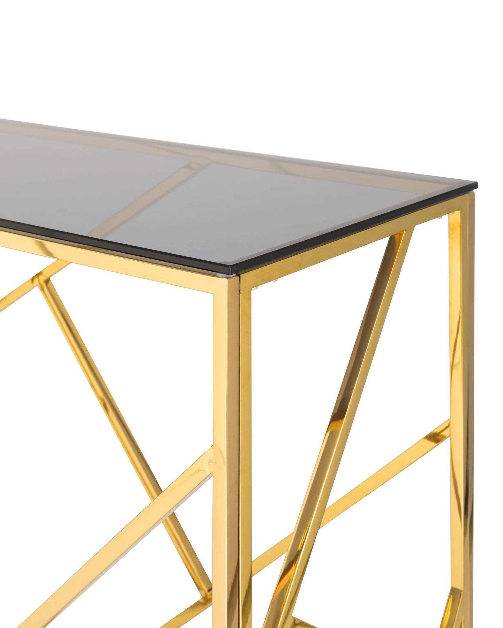 Консоль АРТ ДЕКО 120х40 золото стекло smoke Stool Group