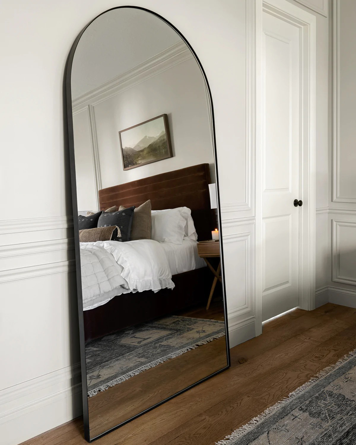 Чёрное зеркало арочной формы Савона Louvre Home LHDFM280823ZYH