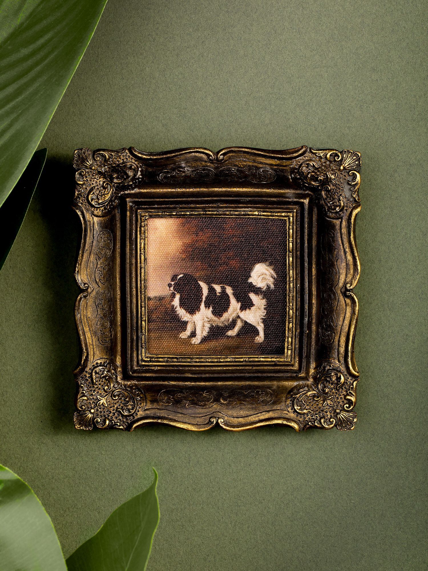 Картина в раме Собачка, масло, под старину Glasar 28-400