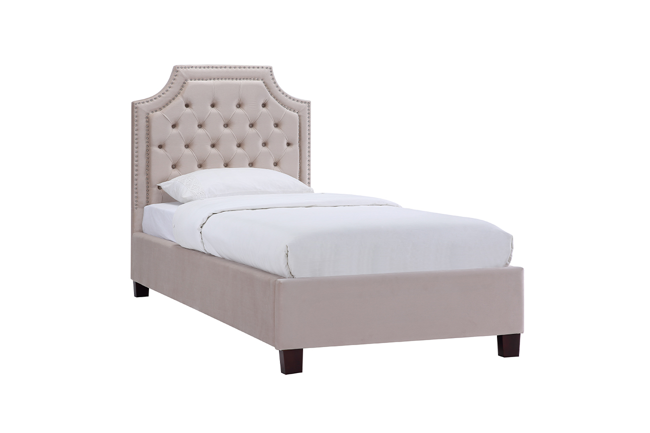 Кровать велюровая крем-брюле Garda Decor N-BS2022-90 CR