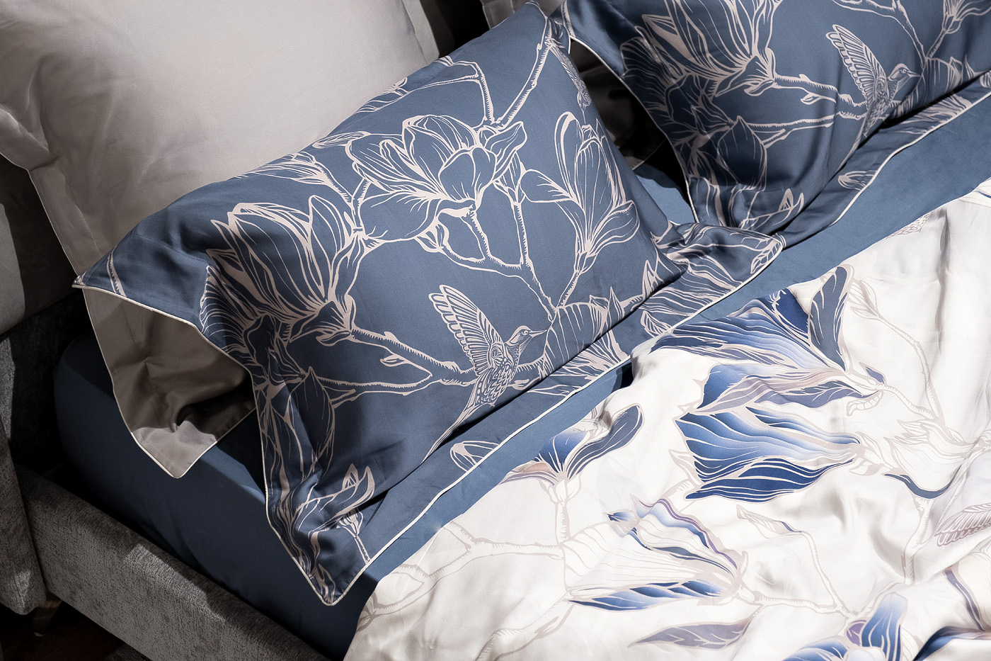 Комплект из 2х наволочек 50х70см синий с принтом Garda Decor 144HF-10410