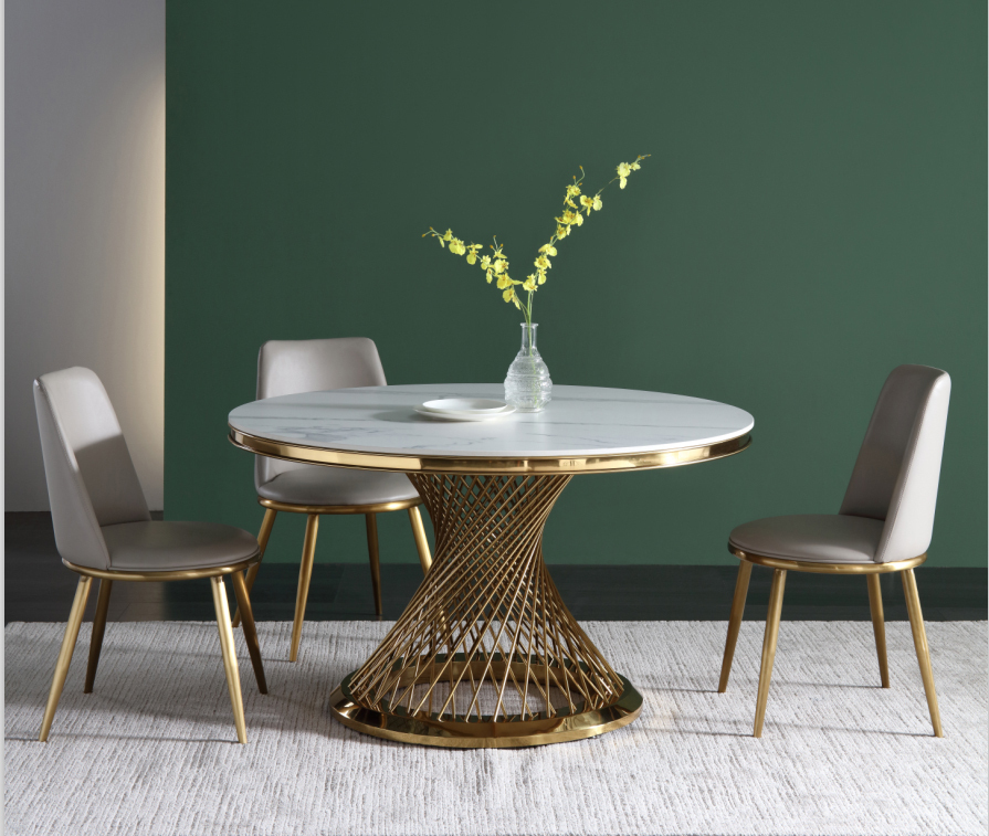 Стол обеденный круглый искусственный мрамор/золото Garda Decor 76AR-DT805