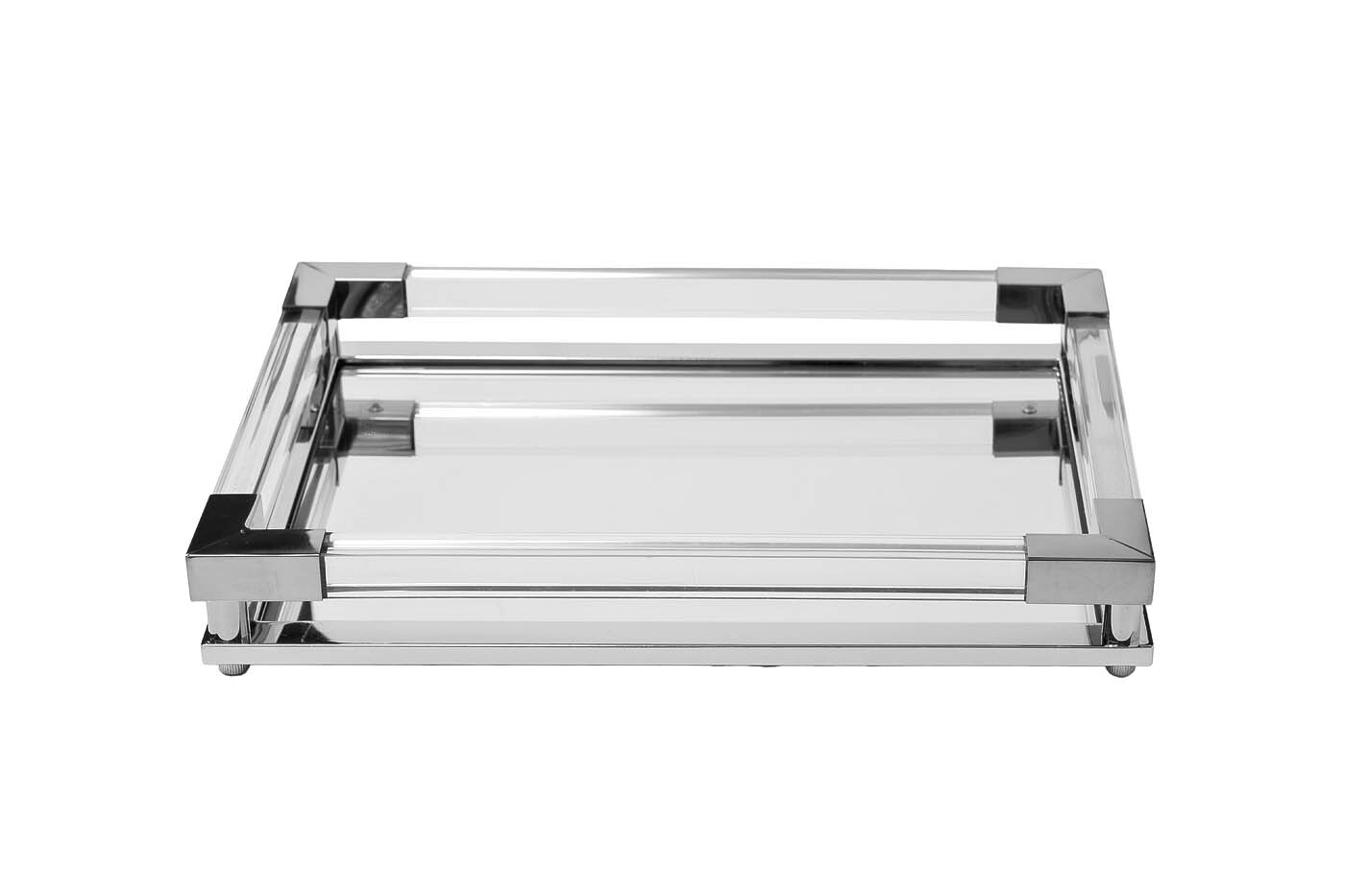 Поднос прямоугольный зеркальный/серебро Garda Decor 2K389133