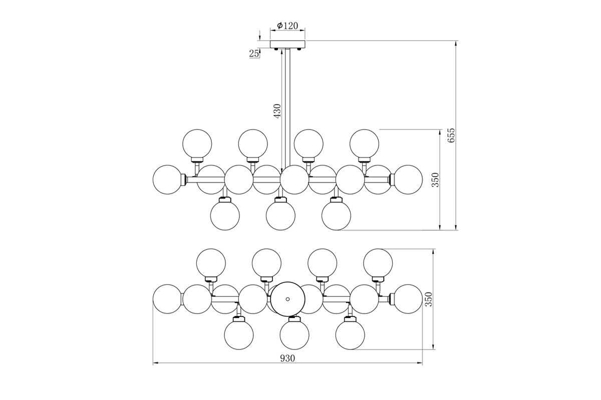 Светильник потолочный "Шары" Garda Decor K2KG872-16
