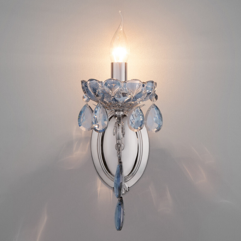 Бра Eurosvet 10109/1 хром/лазурный хрусталь Strotskis