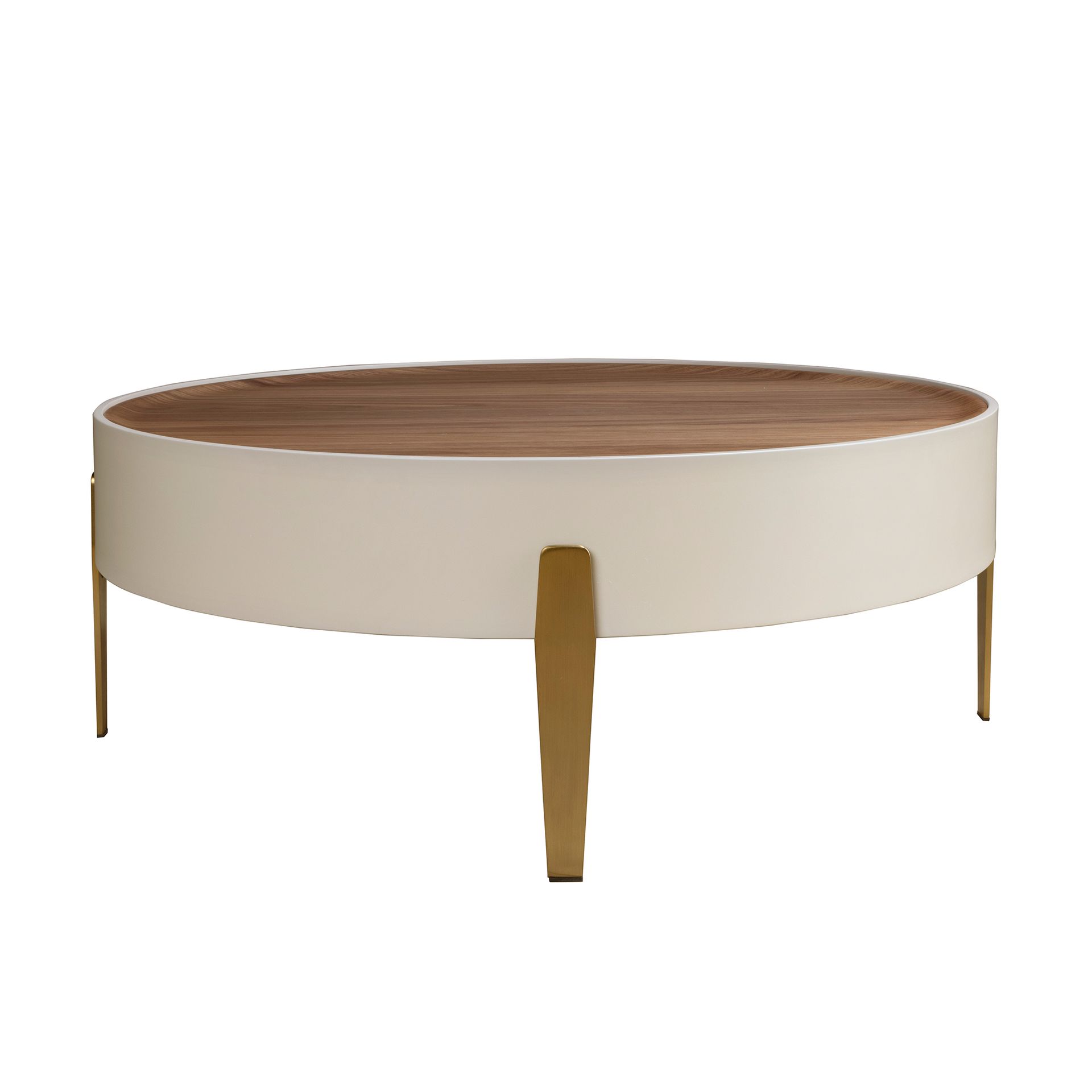 Круглый журнальный столик 2151 из ореха и бежевого дерева Angel Cerda
