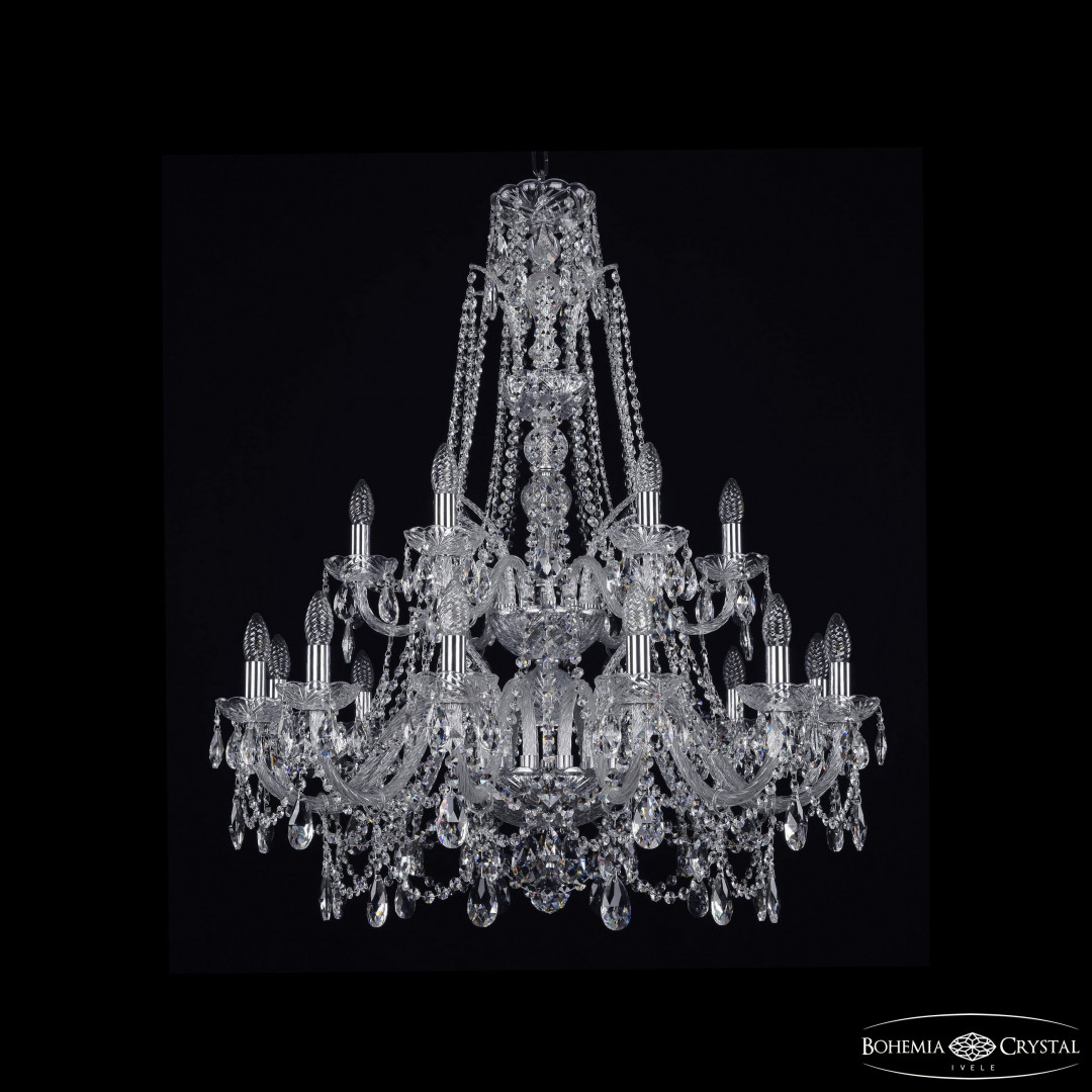 Люстра хрустальная 1411/12+6/300/XL-99/2d Ni