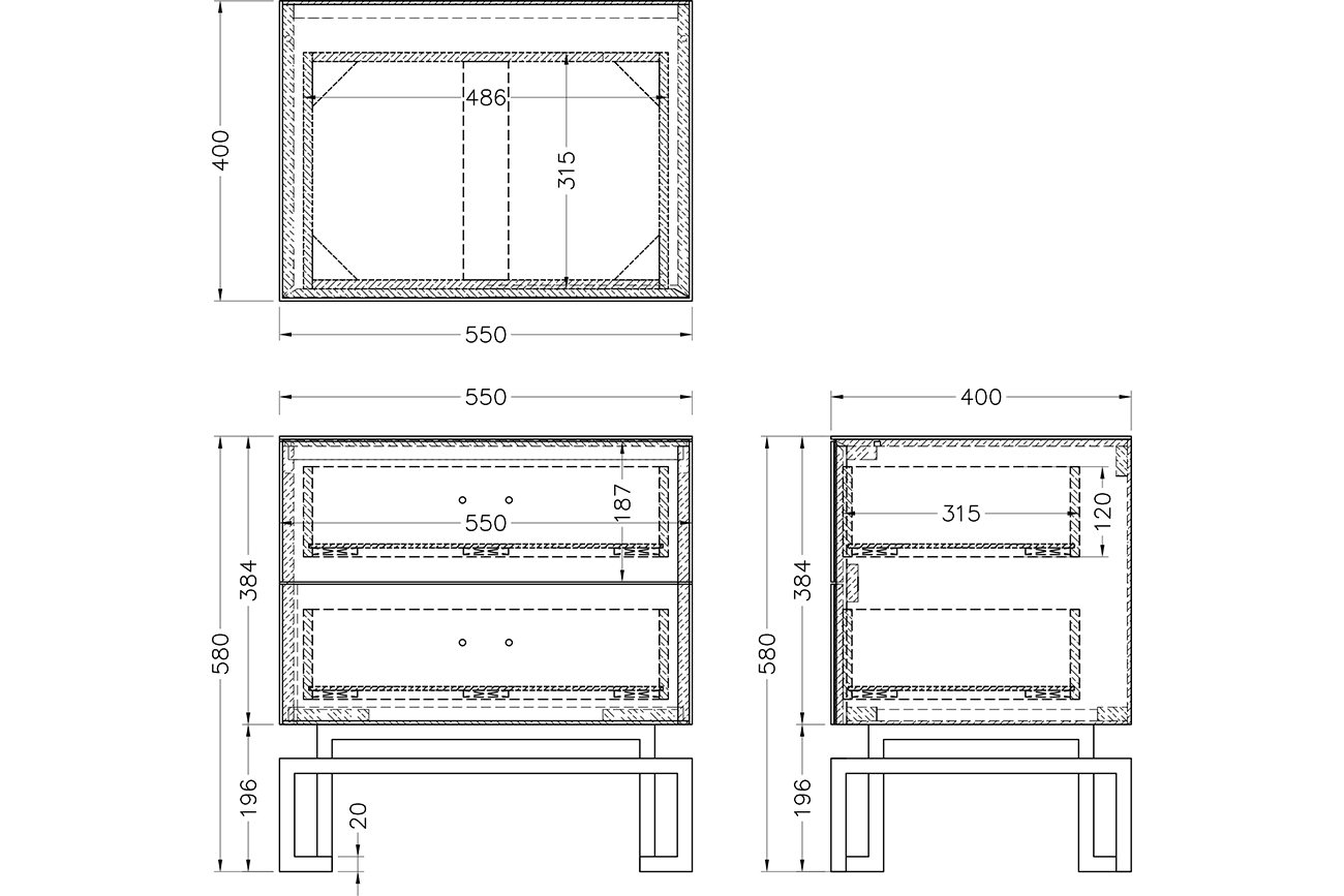 Тумбочка с ящиками белая/хром Garda Decor KFG085-NI