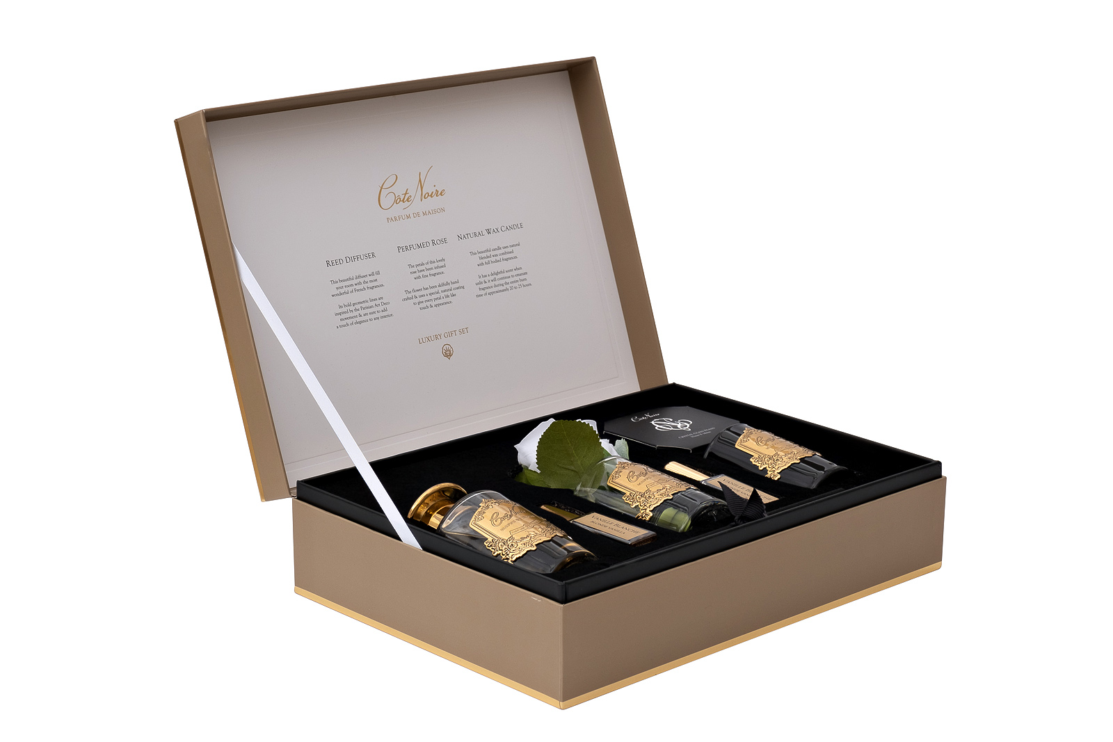 Набор подарочный Blonde vanilla - диффузор 90 мл, роза искусств., спрей 2*5мл, свеча 75гр Garda Decor 96CN-GP001