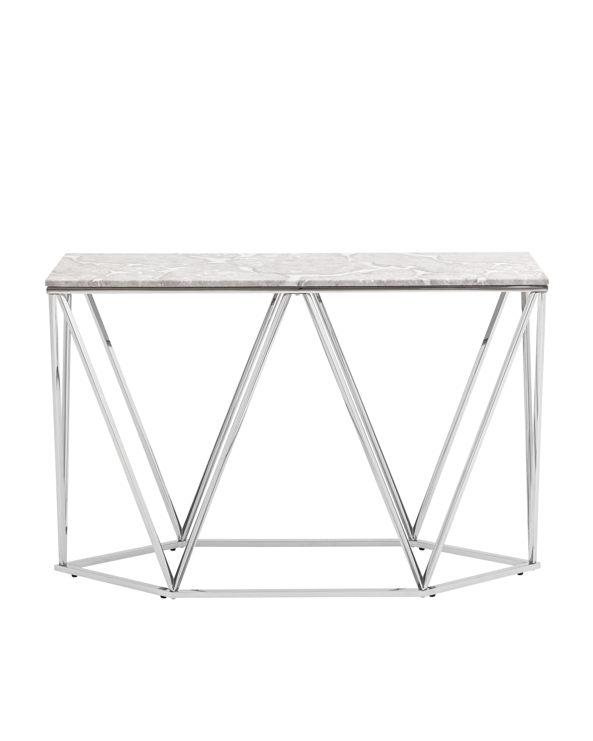 Консоль Авалон 122*41 серый мрамор сталь серебро Stool Group