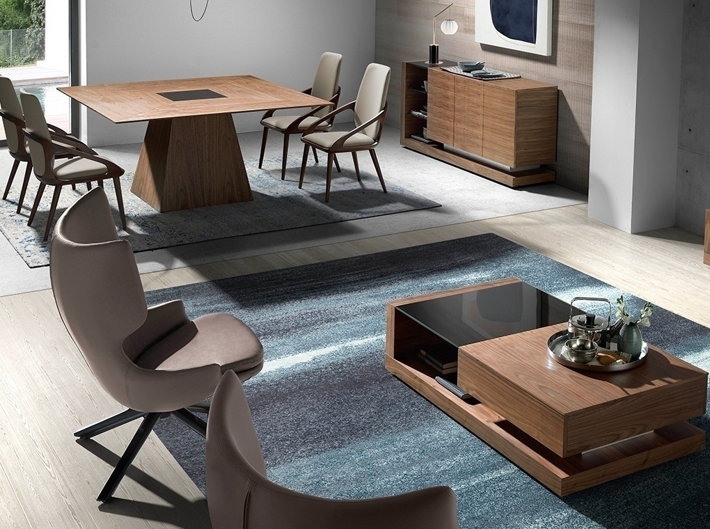 Сервант MK1317A /3140 ореховый с черным стеклом Angel Cerda
