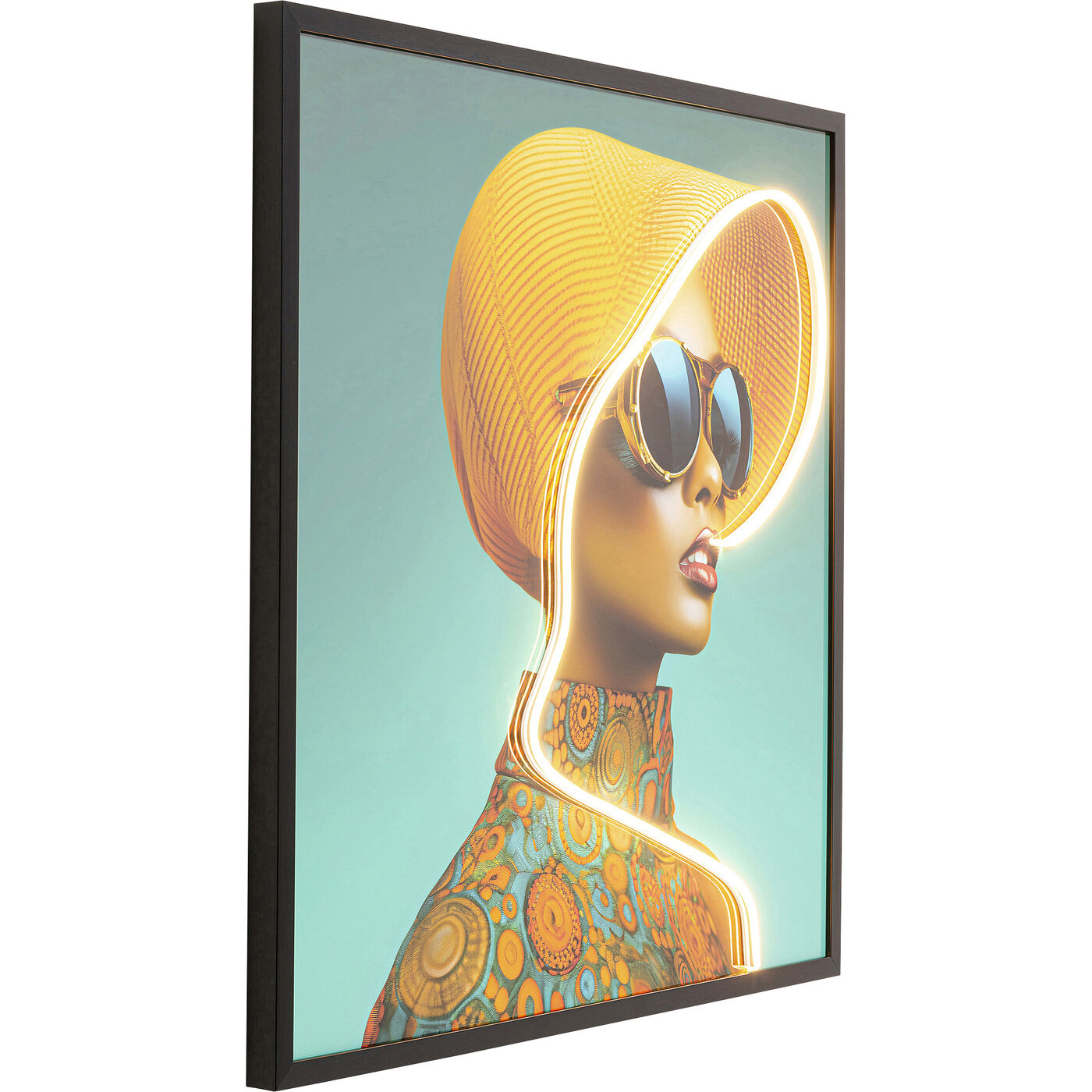Картина Sun Hat Woman Yellow LED 80x80cm KARE 56576