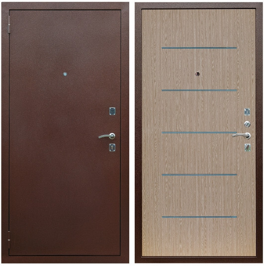 Дверь входная Graf Эконом Антик медь / МДФ 6 мм В-03 молдинг Венге светлый