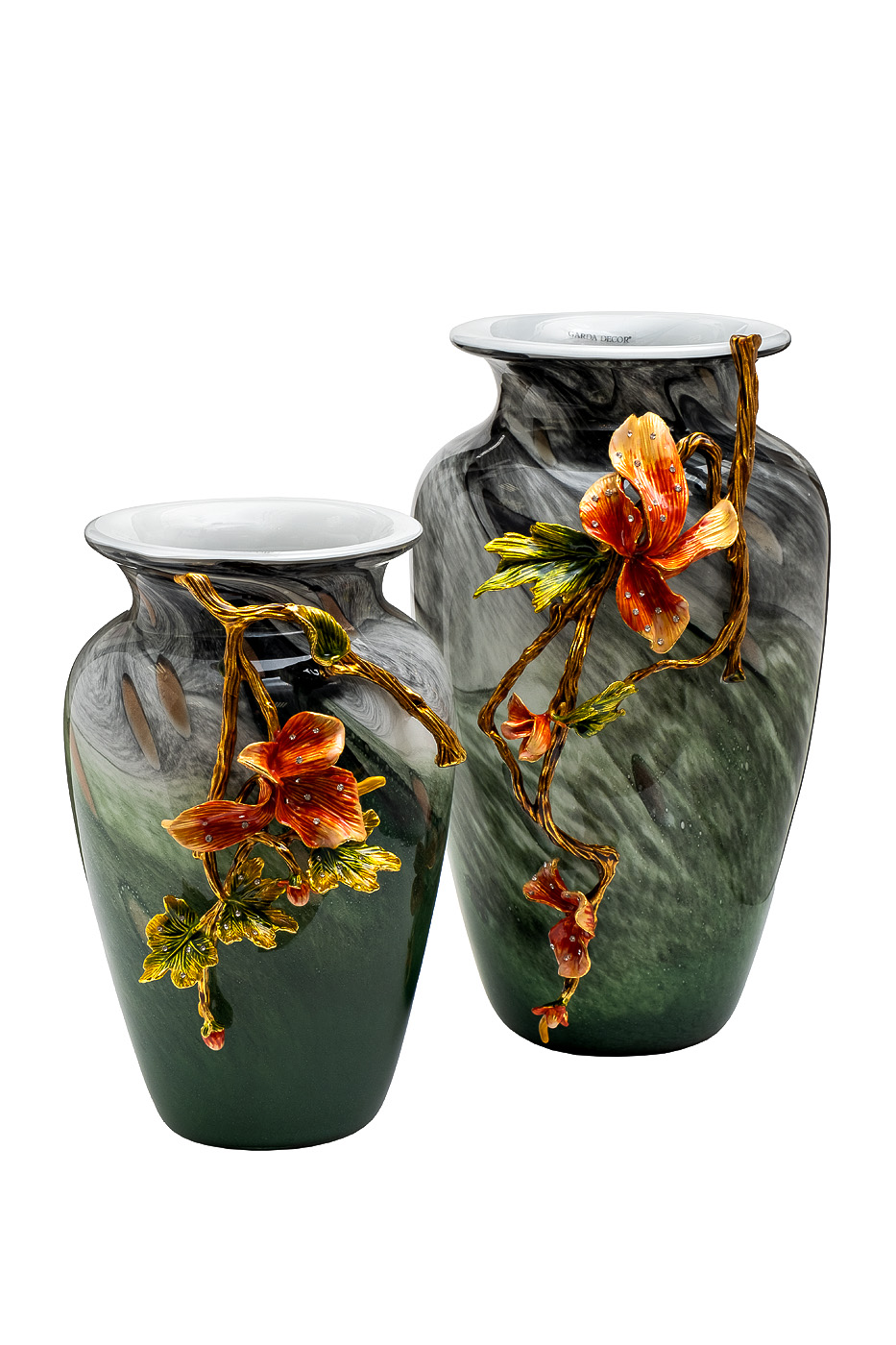 Ваза стеклянная зеленая с цветком Garda Decor 55RV6816S