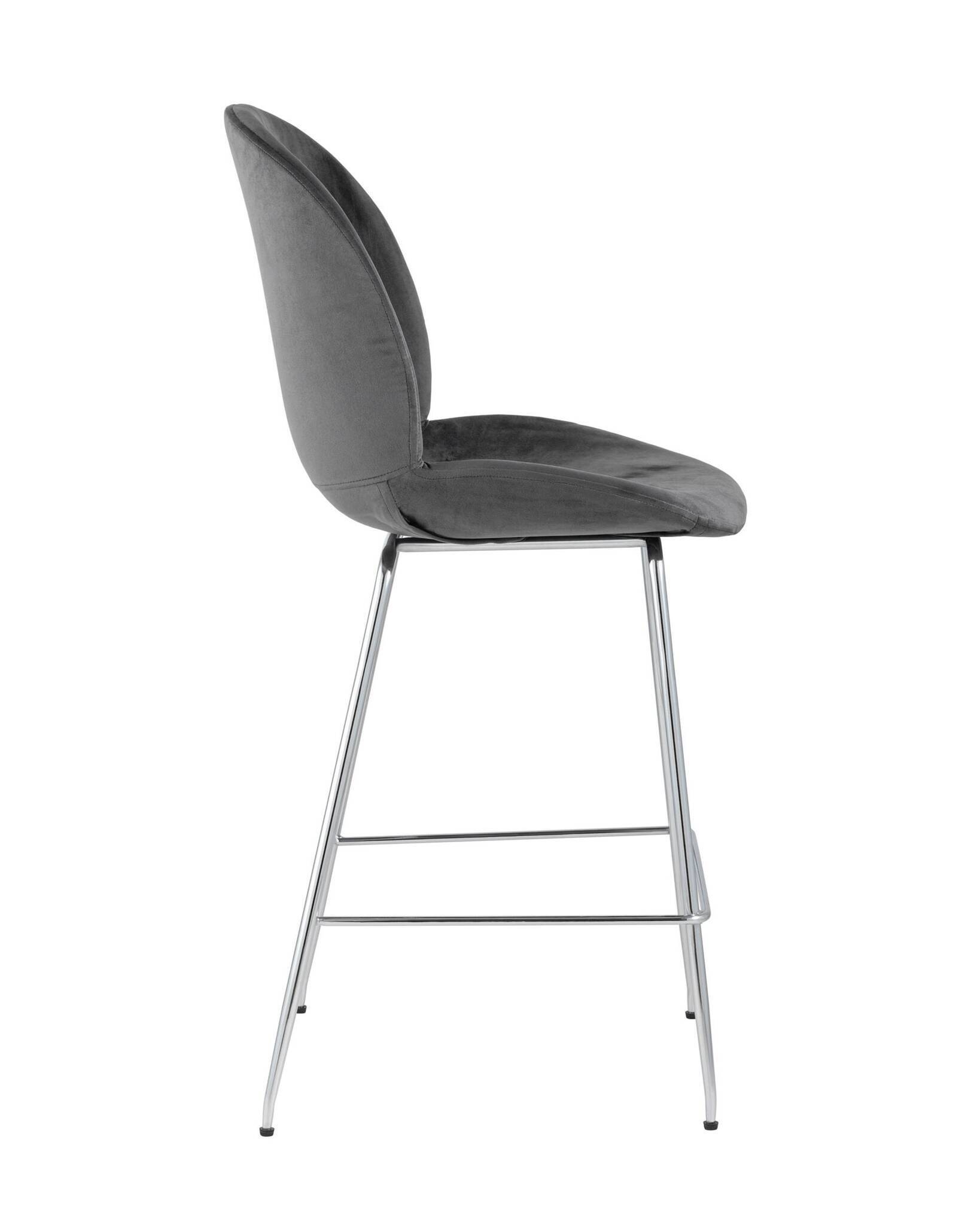 Стул полубарный Beetle со спинкой серый хромированные ножки Stool Group