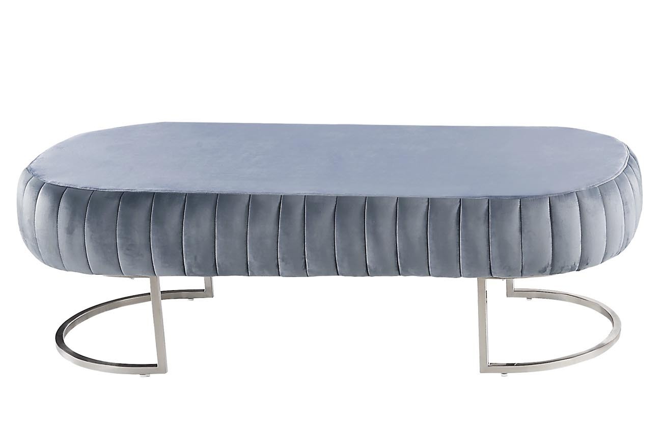 Банкетка велюровая серо-голубая на металлическом каркасе (хром) Garda Decor N-BH2009 GR SL
