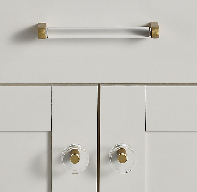 Ручка-кнопка Restoration Hardware Lambeth Crystal d.3.8 Lac.Burnished Brass