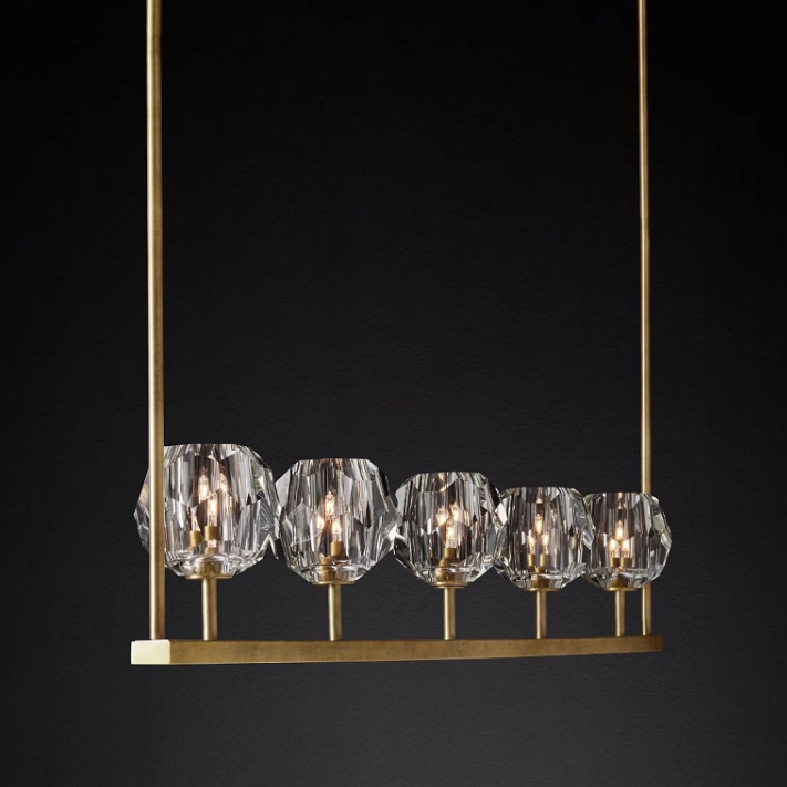 Люстра RH Boule De Cristal Linear Chandelier 5 Bronze by ImperiumLoft