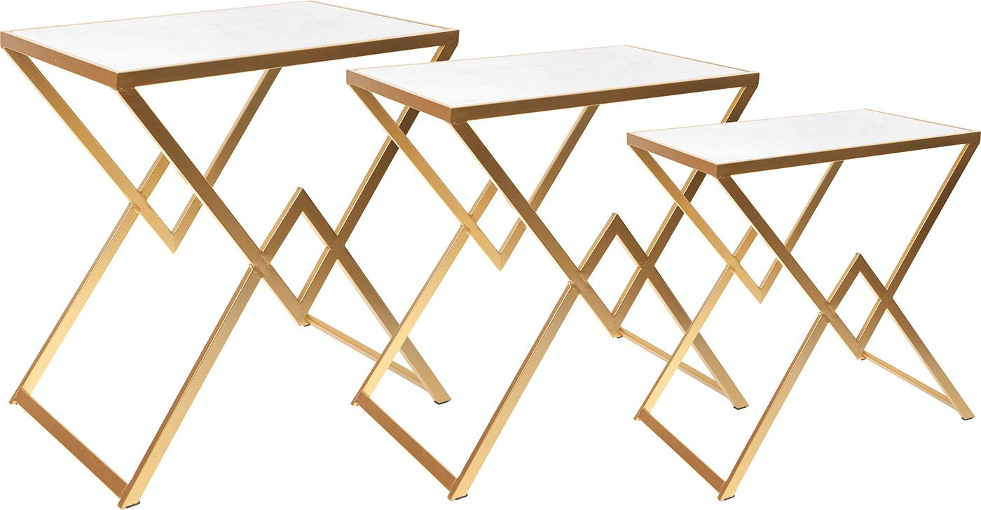 Столики приставные с белым мрамором, набор Glasar 54-081/080/079
