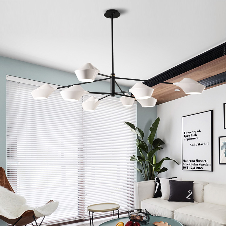 Люстра на штанге LANT D150 8 lamps Black/White by ImperiumLoft