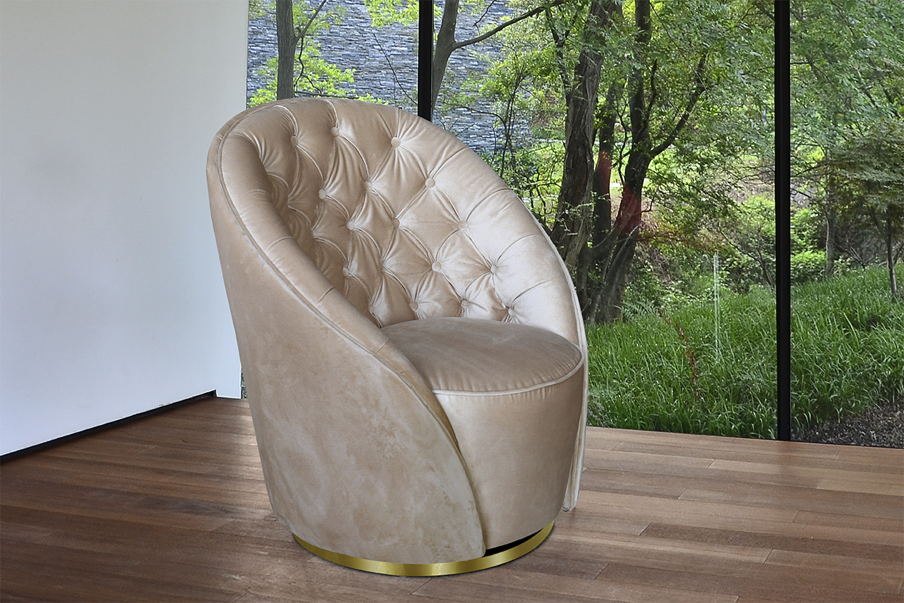 Кресло вращающееся велюровое кремовое Garda Decor 87YY-1959 CRE