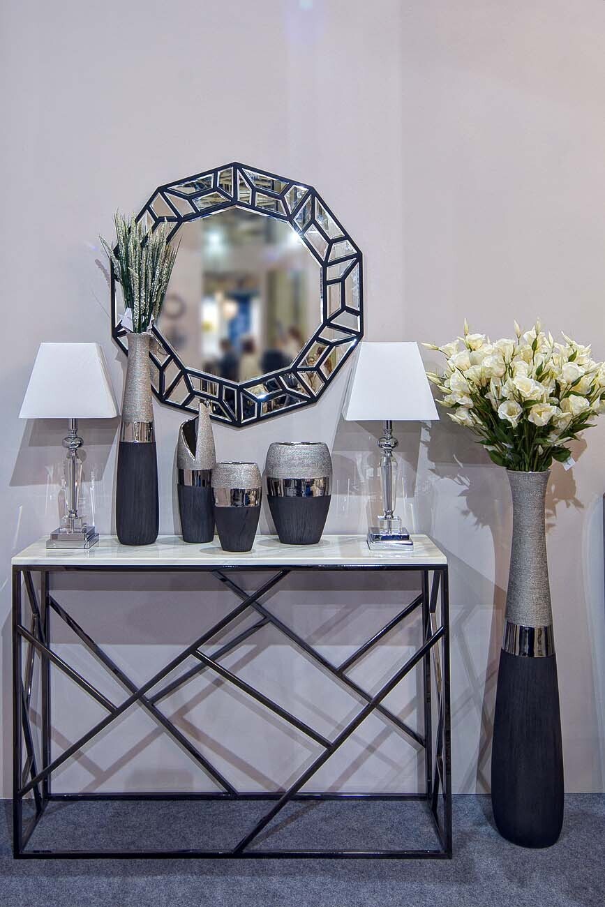 Ваза керамическая черно-серебристая Garda Decor 18H7717M-2