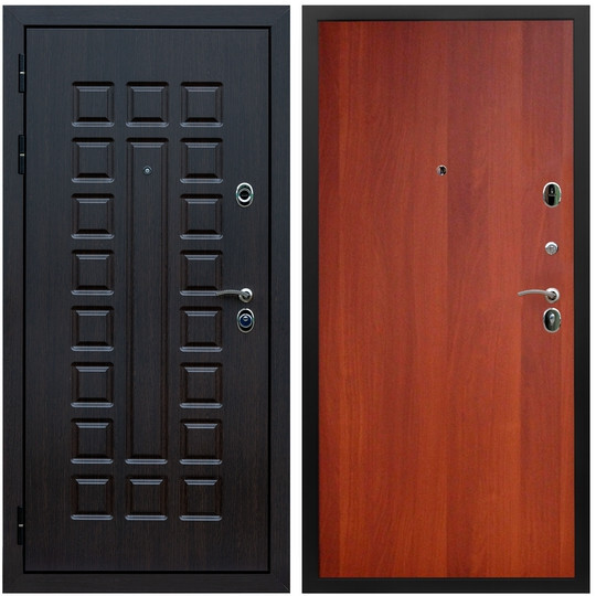 Дверь входная Graf Люксор 3К Шагрень черная / МДФ 6 мм ПЭ Итальянский орех