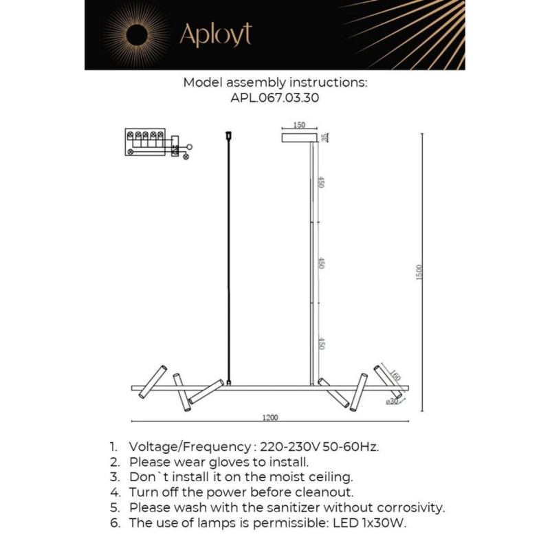 Подвесная люстра APLOYT APL.067.03.30